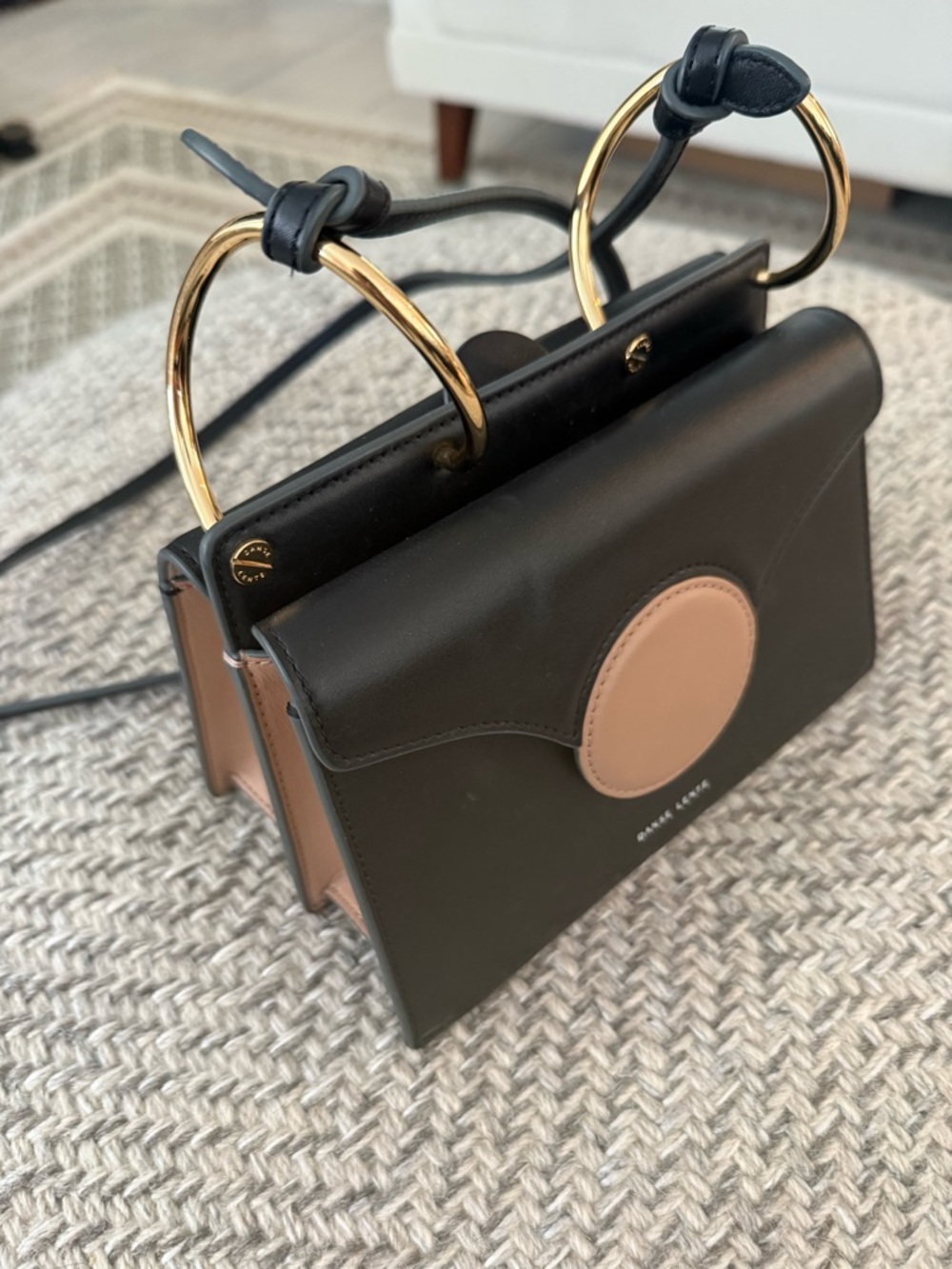 Danse Lente Mini Phoebe Shoulder Bag in Black and Tan Leather